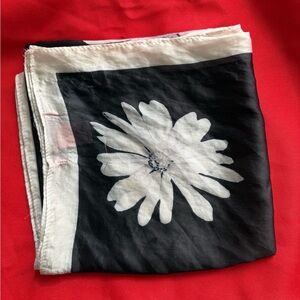 Floral Satin Black and White Scarf
